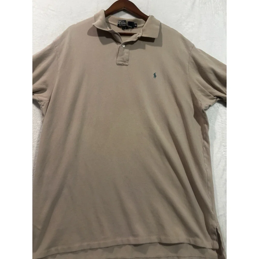 Vintage Polo Ralph Lauren Mens‎ XXL Classic Tan Polo Shirt Short Sleeve Khaki